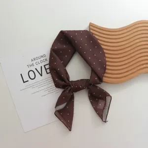 French vintage polka dot cotton square scarf women spring thin stylish neckerchief