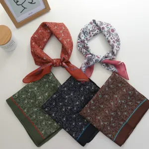 Vintage paisley print vierkante zijden sjaal lichtgewicht halsdoek mooie haarband