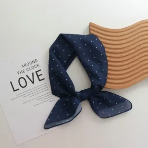 French vintage polka dot cotton square scarf women's fashion thin neckerchief hair band