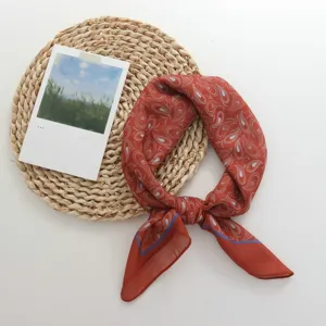 Vintage paisley geprinte vierkante sjaal lichtgewicht zijdezachte halsdoek dames zomer