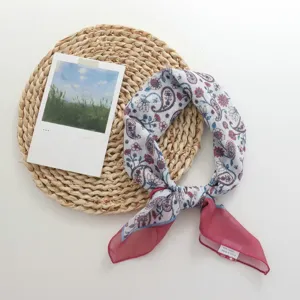 Vintage paisley print kleine vierkante sjaal katoen dunne halsdoek stijlvolle haarband voor dames
