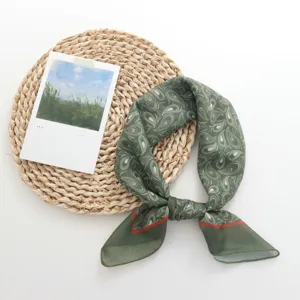 Groene paisley print kleine vierkante sjaal vintage nekdoek haarband voor de mooie zomer mode