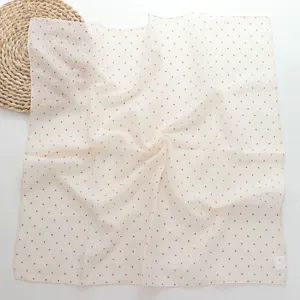 French vintage polka dot cotton square scarf for women chic spring summer headscarf