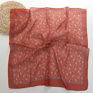 Retro etnische paisley kleine vierkante sjaal, lichtgewicht haarband en halsdoek voor vrouwen.