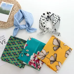 Imitation silk small square scarf headband shirt decorative neckerchief floral pattern