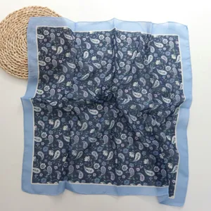 Retro paisley print vierkante sjaal, zachte dunne zijden halsdoek haarband voor dames zomer.