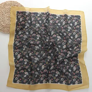 Vintage etnische paisley kleine vierkante sjaal zachte zijden halsdoek voor dames zomer
