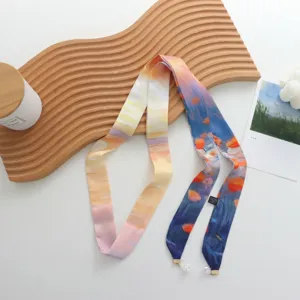 Élégant foulard en soie dégradé avec pendentifs perles douces pour coiffure femme.