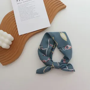 Petit carré en soie de simulation, foulard de bandeau à imprimé chaîne et cadenas.
