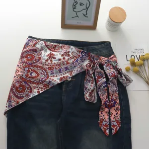 Κομψή γυναικεία φούστα με σχέδιο paisley και πολυτελές διακοσμητικό μαντήλι μέσης μόδας