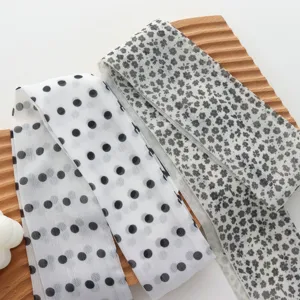 Women's long silk scarf spring summer retro polka dot floral neckerchief hair band ribbon