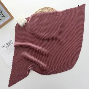 Solid color pleated women's square scarf elegant imitation silk neckerchief daily wear