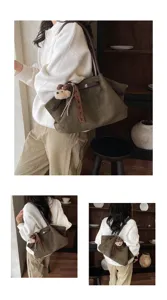 Vintage suède shopper tas voor dames, grote schoudertas met schattige berenhanger.