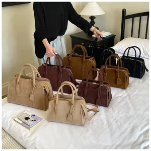Retro matte texture Boston handbag for women, classic casual shoulder and crossbody bag.
