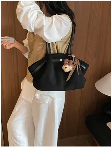 Detailweergave van vintage faux suède shoppers-tas voor dames, grote capaciteit schoudertas.