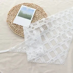 White lace mesh triangle scarf sweet layering accessory fashionable hair wrap summer floral shawl