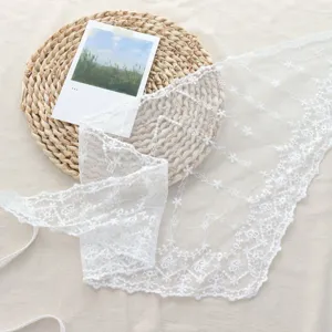 White lace floral triangle scarf layered skirt sweet headscarf versatile fashion accessory