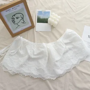 Gonna a portafoglio in pizzo bianco stile balletcore grazioso grembiule corto alla moda