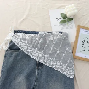 White lace floral skirt extender layered triangle apron sweet floral mesh fashion clothing accessory