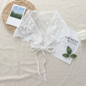 White lace triangle scarf layered decorative waist tie sweet floral lace accessory for women
