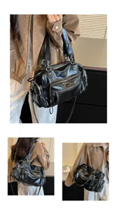 Retro grote capaciteit multi-pocket zwarte schoudertas casual pendelen handtas vrouwen