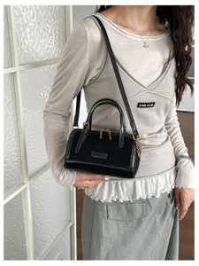 Retro color-contrast Boston bag women's summer new niche handbag crossbody shoulder bag