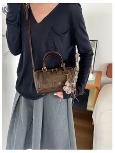 Retro contrast color Boston bag women's handbag shoulder crossbody bag commute fashion