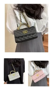 Stylish quilted chain shoulder bag, elegant faux leather crossbody handbag for women.