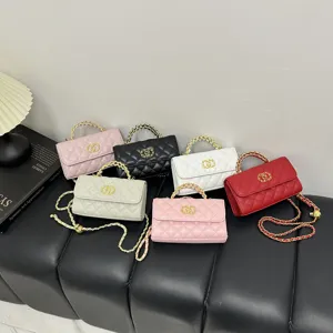 Fashion quilted chain shoulder bag luxury PU leather crossbody handbag for women elegant style