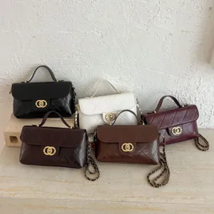Womens Quilted Chain Crossbody Bag Rhombus Square Handbag PU Leather Small Shoulder Bag Elegant Fashion Phone Purse