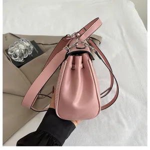 Borsa a mano da donna in pelle PU rosa casual borsa a tracolla shopper elegante