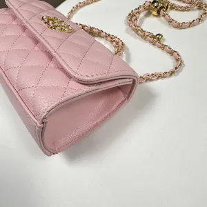 Pink Quilted Crossbody Bag Luxury Designer Style PU Leather Shoulder Chain Bag Fashion