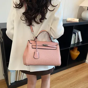Borsa a mano rosa intrecciata retrò donna elegante borsa a spalla chic shopper alla moda