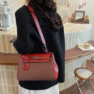 Borsa a mano da donna retro colorblock elegante borsa a tracolla e spalla per la moda quotidiana.