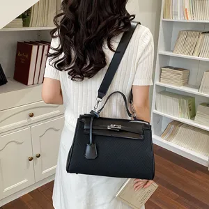 Borsa a mano alla moda nera manico superiore borsa a tracolla design classico elegante
