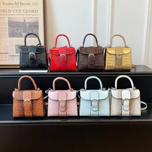 Vintage Crocodile Pattern Top Handle Bag Luxury PU Leather Shoulder Crossbody Bag Magnetic Buckle Handbag For Women
