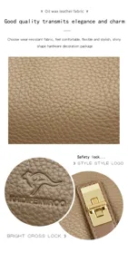 Vue détaillée de la texture en cuir ciré à l'huile et de la serrure métallique brillante.