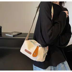 Eenvoudige casual canvas schoudertas voor dames, lichte trendy crossbody tas met brede band.
