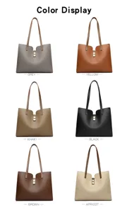 Grand capacite affaires cravate cabas femmes elegantes PU cuir sac a epaule fourre-tout.