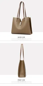 Sac cabas marron en cuir classique avec double poignée et fermoir métallique pour femme élégante.