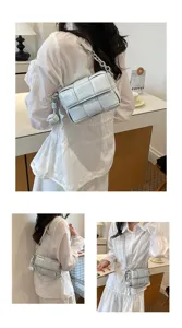 Sac bandoulière tissé élégant pour femme sac à main de luxe chaîne mode sac cabas