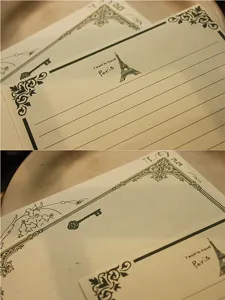 Papier à lettres vintage avec motif tour Eiffel, idéal pour vos notes personnelles.