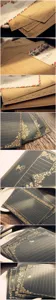 Set de papier à lettres vintage et enveloppes avec motifs floraux dorés élégants.