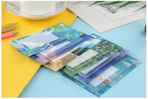Blocs-notes adhésifs paysage, jolie papeterie esthétique pour votre bureau ou journal.