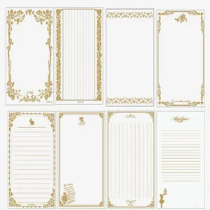Papier à Lettres Vintage Bordure Dorée Lot de 8 Feuilles de Papier à Lettres Rétro