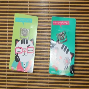 Marque-page en métal chat mignon en acier inoxydable avec carte, cadeau créatif pour lecteurs.