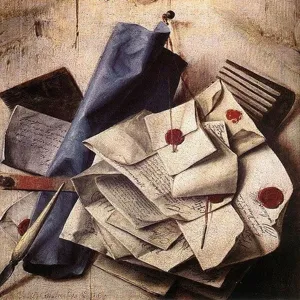 Impression d'art de cachet de cire retro avec lettres anciennes et nature morte.