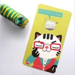 Marque-page en métal chat créatif carte de support dessin animé papeterie bureau cadeau