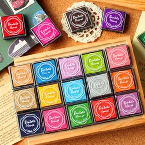 Encreur Lavable Carré Multicolore Mignon Pour Enfants Enseignants Tampon Caoutchouc Artisanat Peinture Au Doigt Dessin Classe École DIY Art