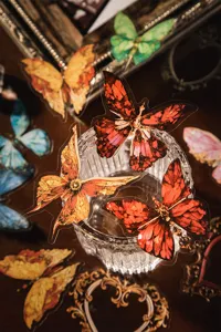 Lot de stickers papillon style baroque vintage avec cadre magnifique pour journal DIY.